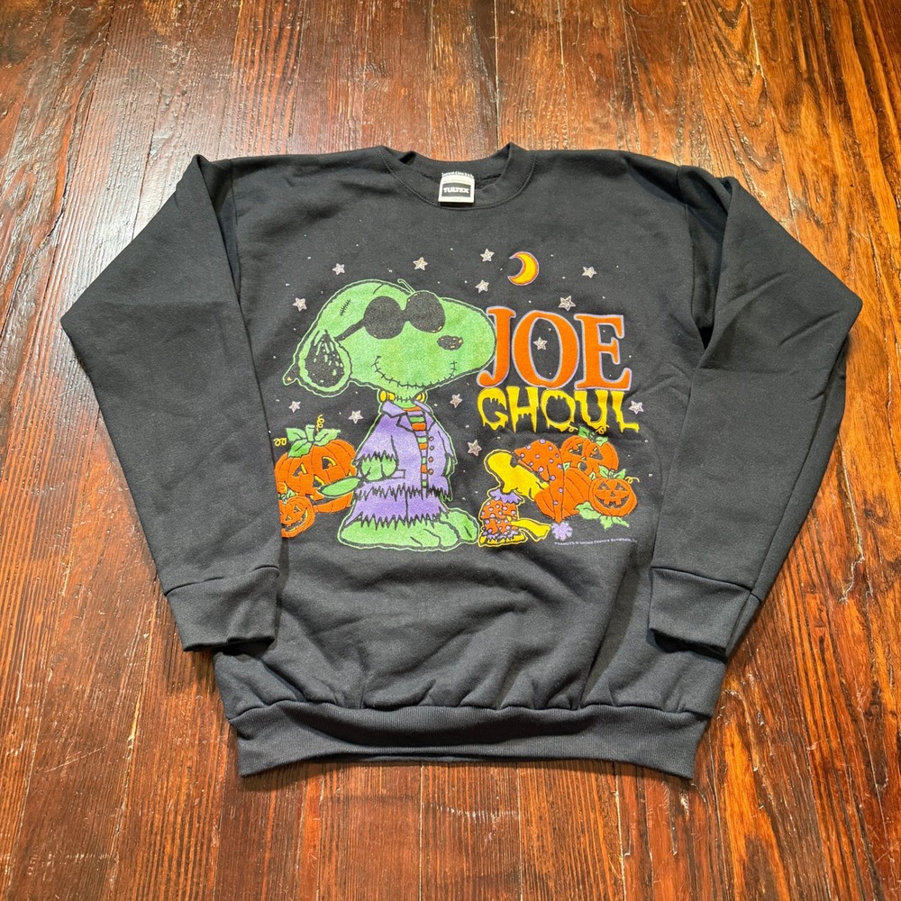 Vintage 90s Peanuts Snoopy Halloween Sweatshirt Mens L Black Tultex Joe Ghoul